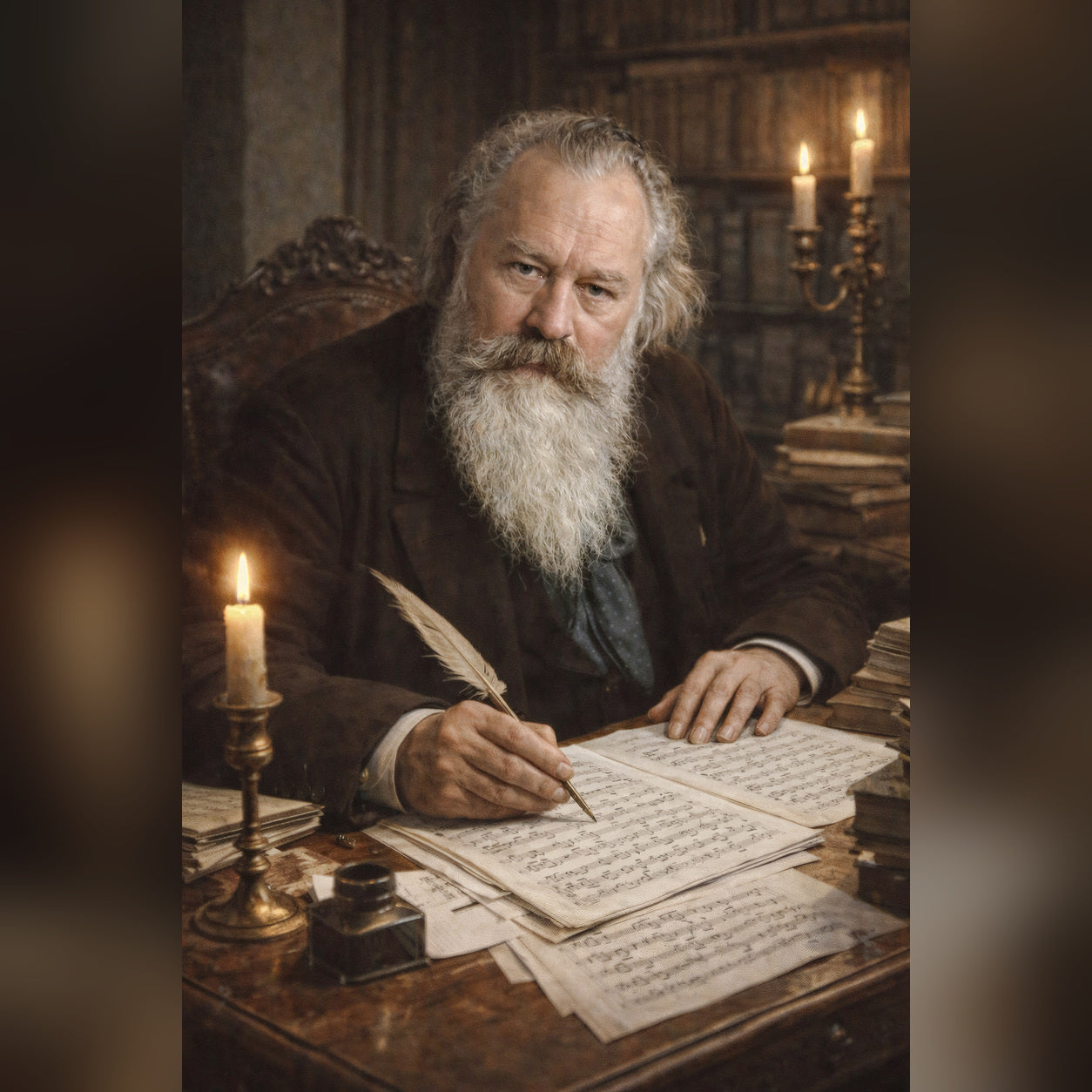 Realistic portrait of Johannes Brahms