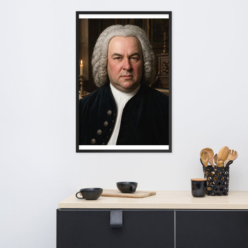 Johann Sebastian Bach fine art portrait print, 24x36 framed